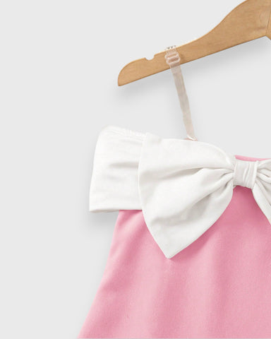 Girls Strapless Contrast Bow A-line Dress