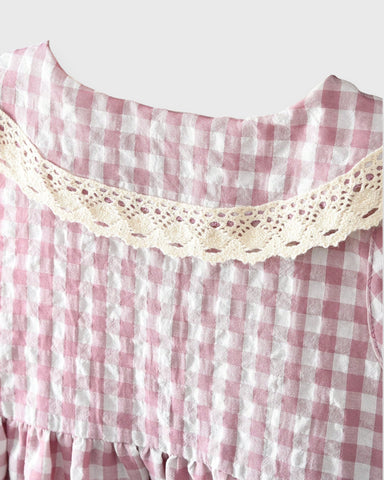 Girls Gingham Collar Dress