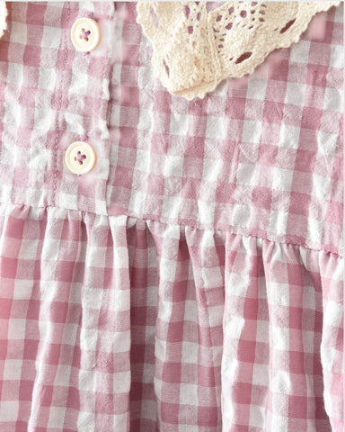 Girls Gingham Collar Dress
