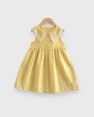 Girls Gingham Collar Dress