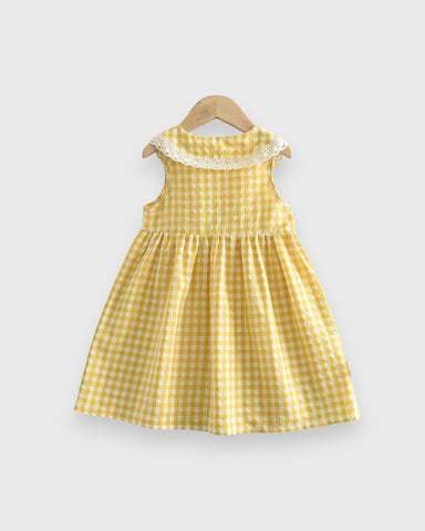 Girls Gingham Collar Dress