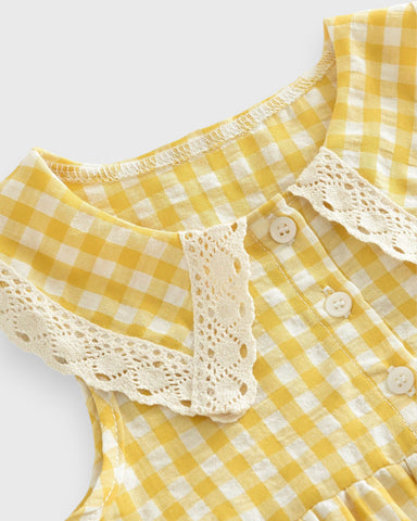 Girls Gingham Collar Dress