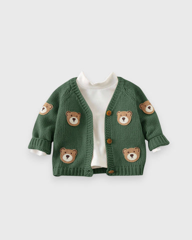 Baby Boy Bear Patch Knitted Cardigan