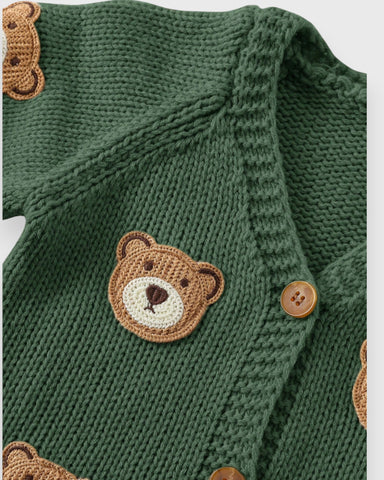 Baby Boy Bear Patch Knitted Cardigan
