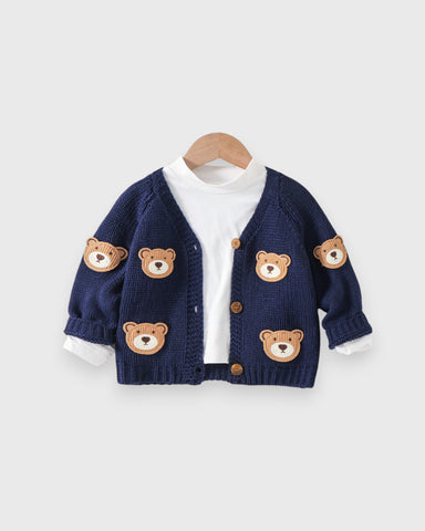 Baby Boy Bear Patch Knitted Cardigan