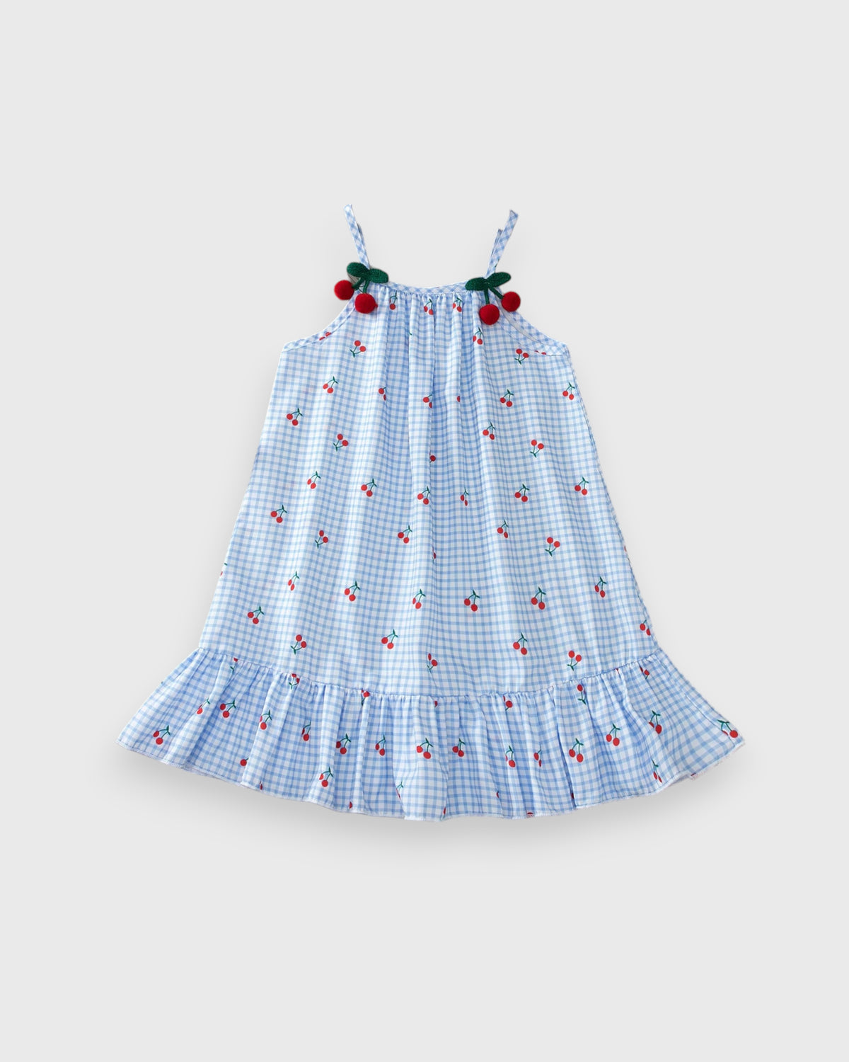 Girl Cherry Gingham Plaid Cami Sundress