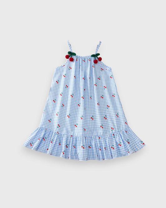 Girl Cherry Gingham Plaid Cami Sundress