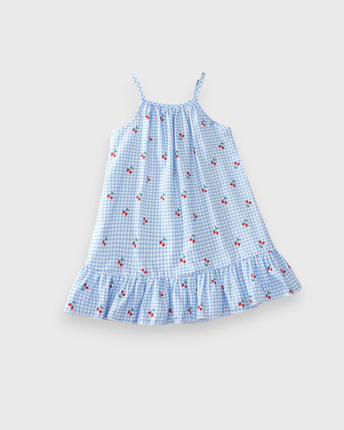 Girl Cherry Gingham Plaid Cami Sundress
