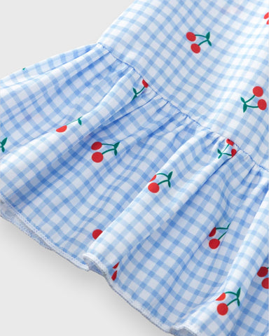 Girl Cherry Gingham Plaid Cami Sundress