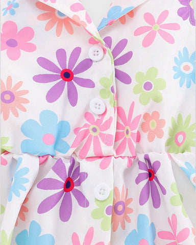 Baby Girl Floral Print Halter Dress w/ Hat