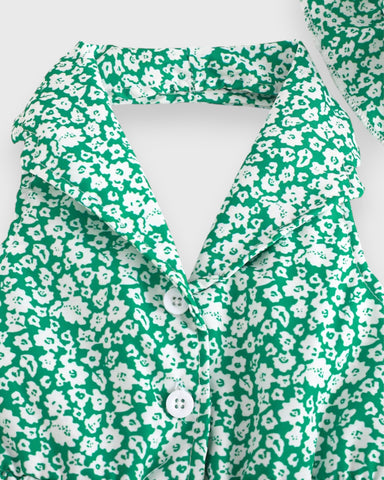 Baby Girl Floral Print Halter Dress w/ Hat