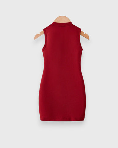 Girl Bow Cascade Ruffle Mock Neck Dress