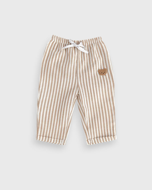 Baby Boy Bear Patch Stripe Pant