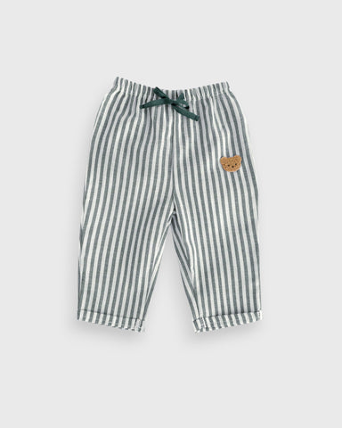 Baby Boy Bear Patch Stripe Pant