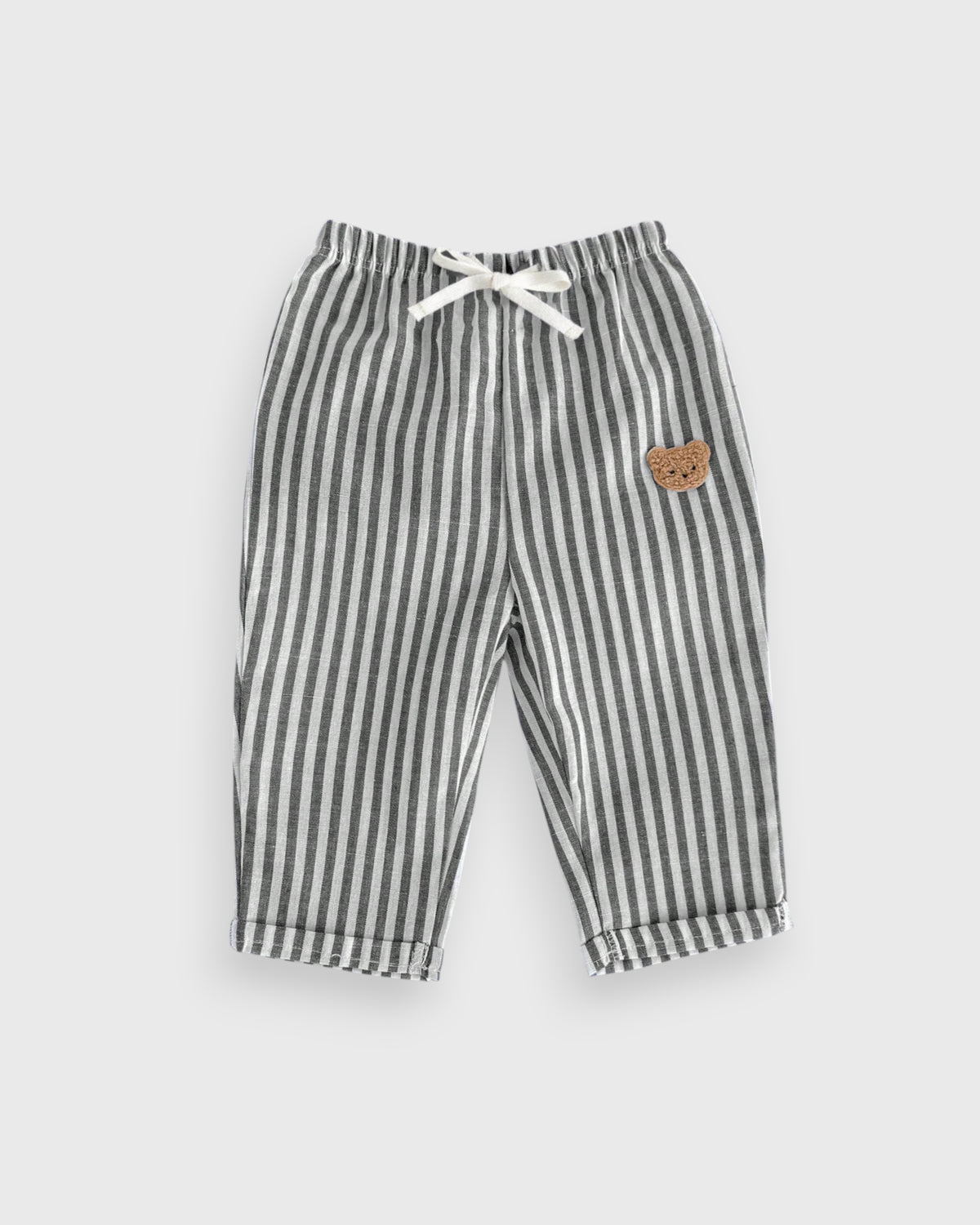 Baby Boy Bear Patch Stripe Pant