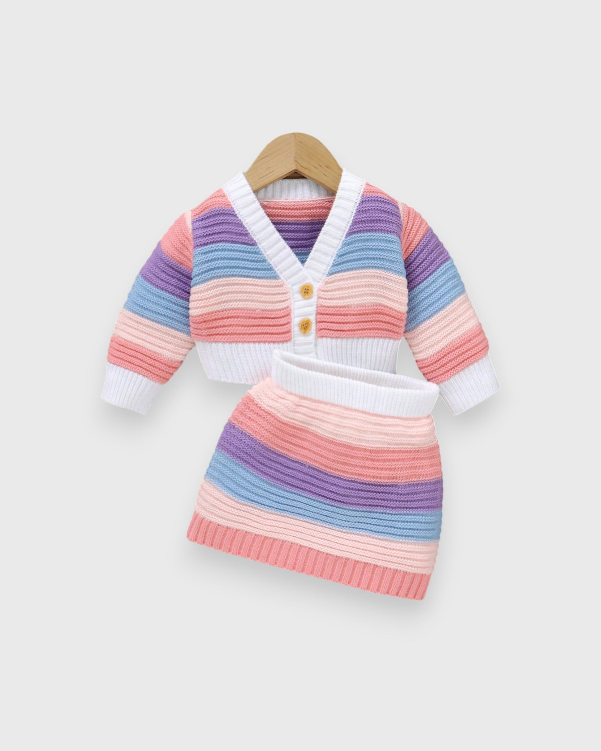 Baby Girl Stripe Rainbow Sweater Skirt Set