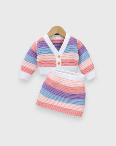 Baby Girl Stripe Rainbow Sweater Skirt Set