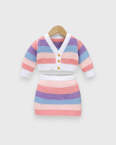 Baby Girl Stripe Rainbow Sweater Skirt Set