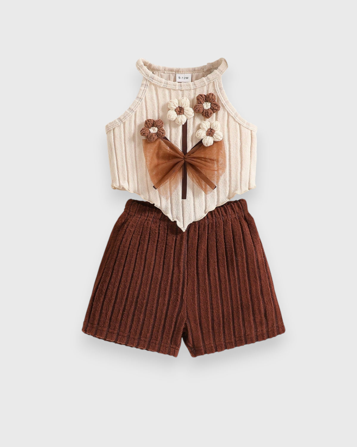 2 Pc Baby Girl 3D Flower Bouquet Top & Shorts Set