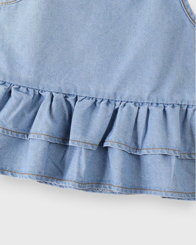 2 Pc Baby Girl Denim Peplum Wide Leg Pant Set
