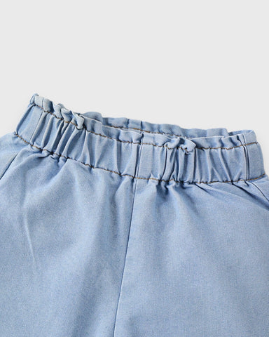 2 Pc Baby Girl Denim Peplum Wide Leg Pant Set