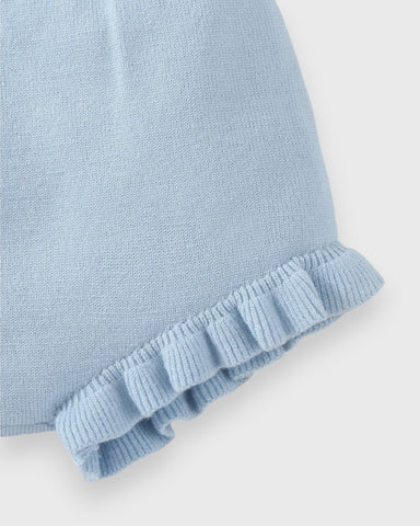 2 Pcs Baby Girl Bow Cardigan w/ Ruffle Suspender Shorts