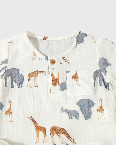 2 Pc Baby Boy Cotton Safari Tee & Short Set