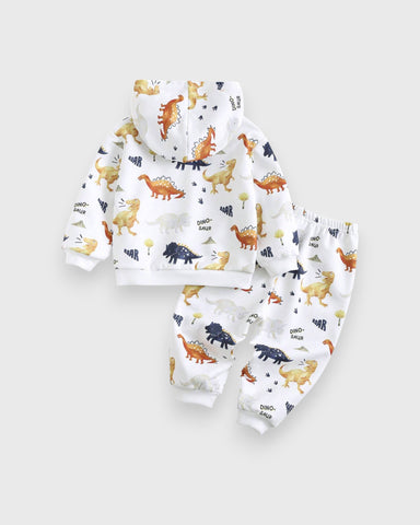 2 Pc Baby Boy Animal Print Hooded Sweatsuit