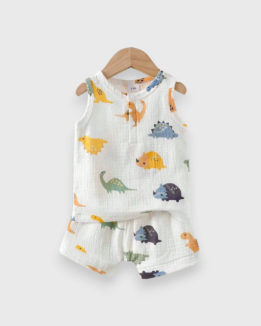 2 Pc Baby Boy Dinosaur Sleeveless Tank & Short Set