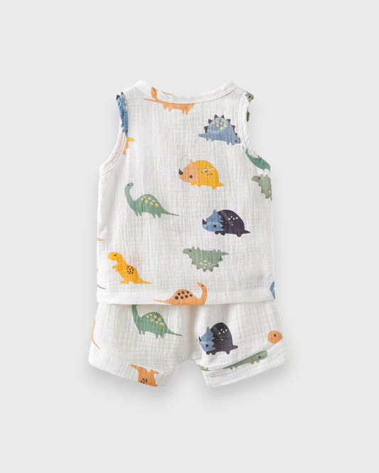 2 Pc Baby Boy Dinosaur Sleeveless Tank & Short Set