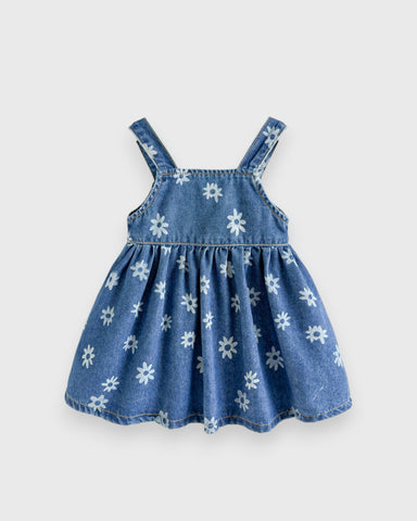Baby Girl Daisy Print Denim Dress