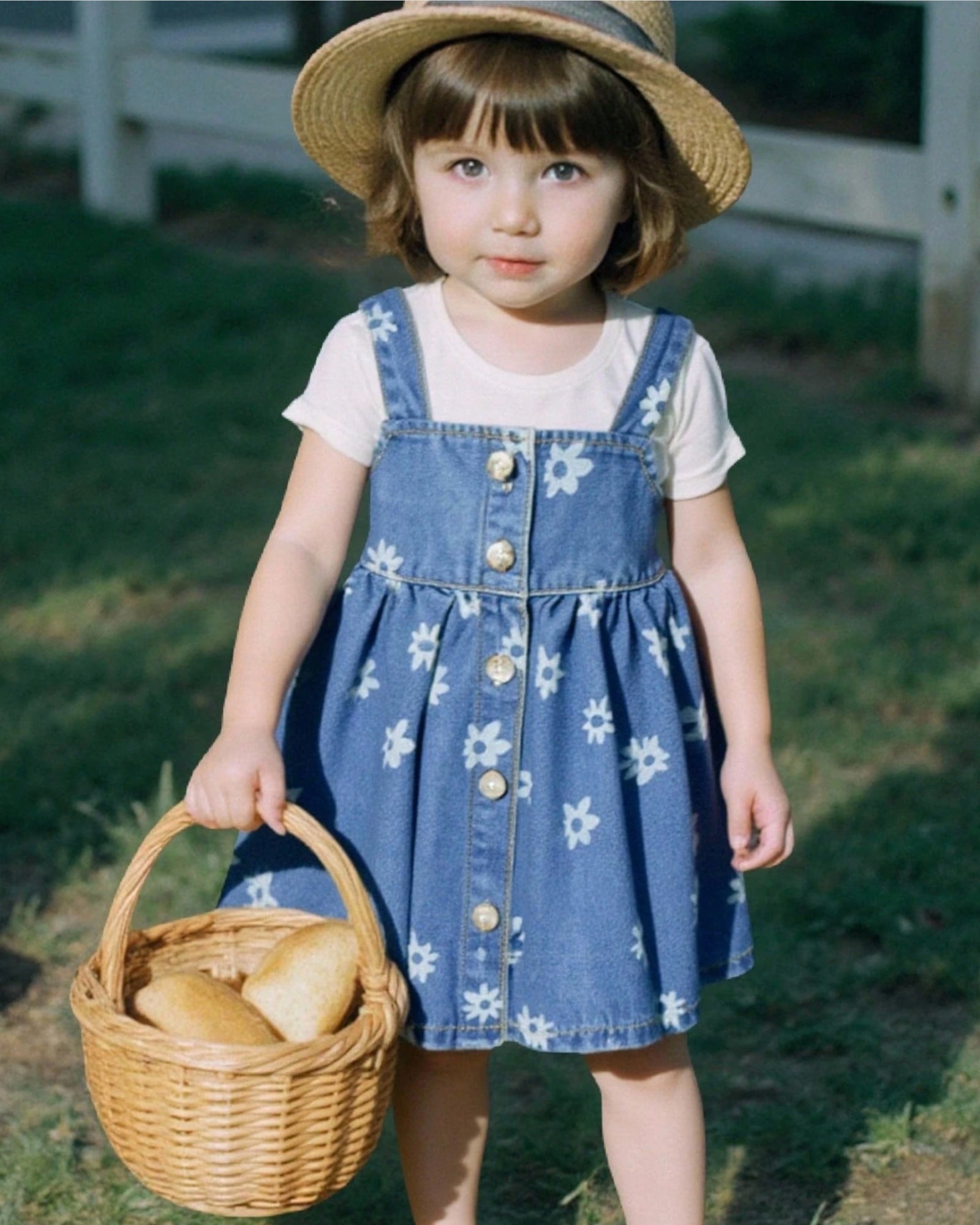 Baby Girl Daisy Print Denim Dress 6-9 months