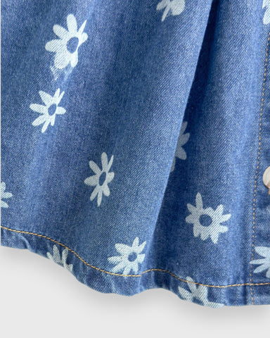 Baby Girl Daisy Print Denim Dress
