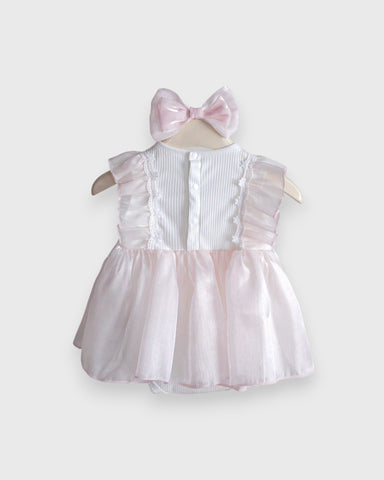 2 Pc Baby Girl Sheen Ruffle Bow Dress w/Headband