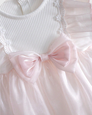 2 Pc Baby Girl Sheen Ruffle Bow Dress w/Headband