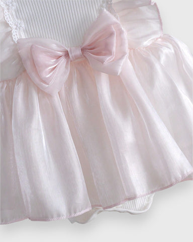 2 Pc Baby Girl Sheen Ruffle Bow Dress w/Headband