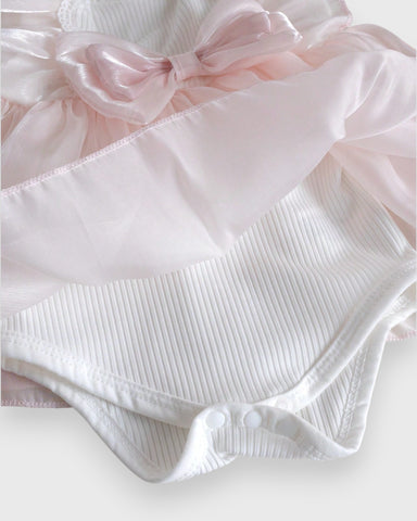 2 Pc Baby Girl Sheen Ruffle Bow Dress w/Headband