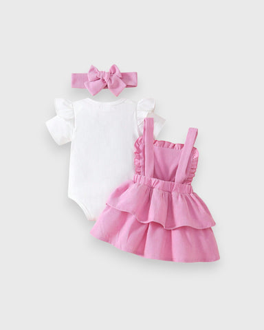 3 Pc Baby Girls 3D Floral Corduroy Dress Set
