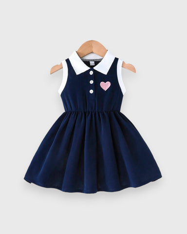 Baby Girl Heart Polo Sleeveless Tennis Dress