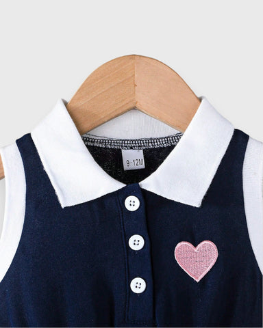 Baby Girl Heart Polo Sleeveless Tennis Dress