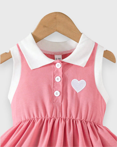 Baby Girl Heart Polo Sleeveless Tennis Dress