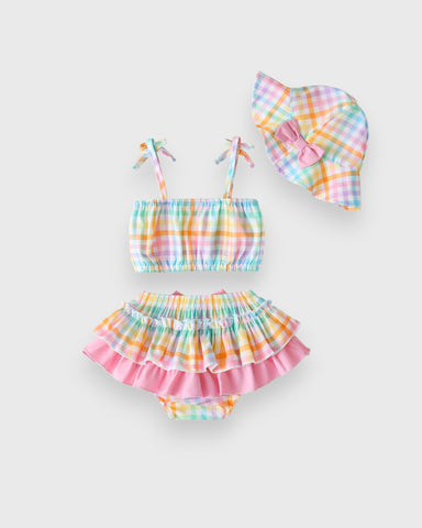 3 Pc Baby Girl Summer Ruffle Stripe Crop Set