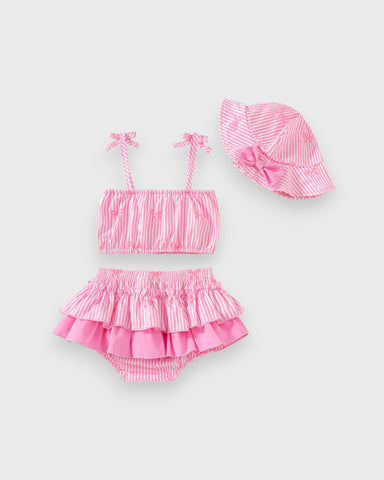 3 Pc Baby Girl Summer Ruffle Stripe Crop Set