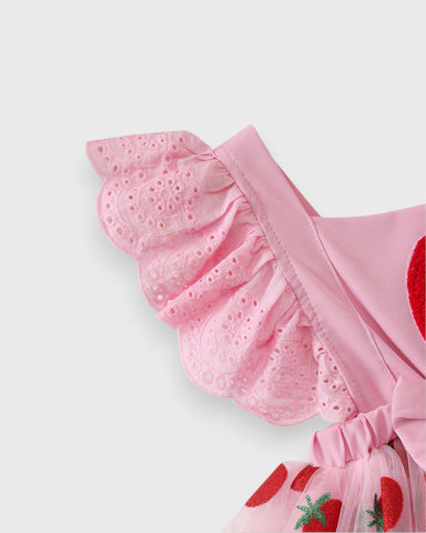 2 Pc Baby Girl Sparkle Strawberry Dress & Hat