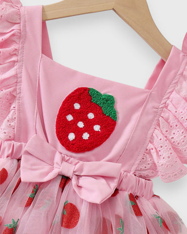 2 Pc Baby Girl Sparkle Strawberry Dress & Hat