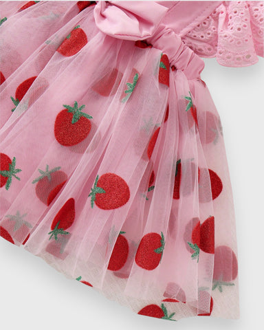 2 Pc Baby Girl Sparkle Strawberry Dress & Hat
