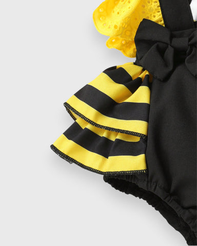 2 Pcs Baby Girl Bumble Bee Yellow Black Stripe bodysuit