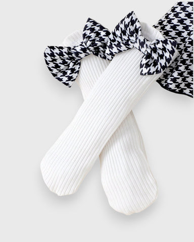 3 Pcs Baby Girl Short Sleeve Houndstooth Bodysuit Set