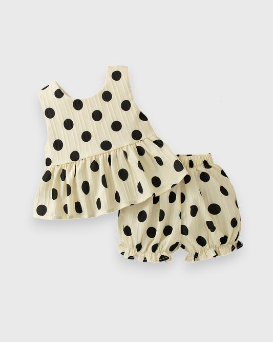 2 Pc Baby Girl Bow Back Polka Dot Tank & Shorts