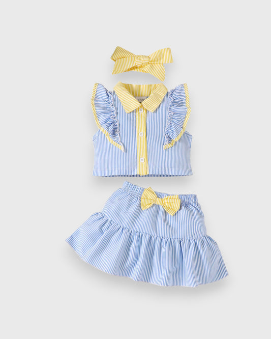 3 Pc Baby Girl Color Block Stripe Set